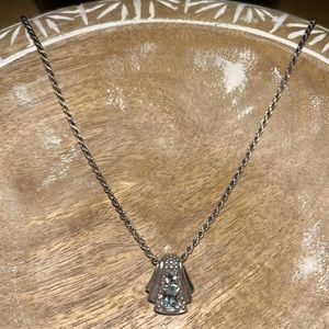 Modernist Blue Topaz Pendant 925 Sterling Silver Necklace